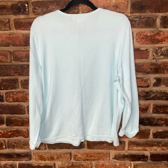 Sutton Studio Light Baby Blue Button Down Cardigan Sweater Women's Size 0X - Picture 4 of 4
